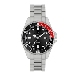 Spirit Men's Black & Red Dial Stainless Steel Bracelet Watch