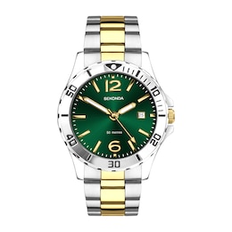 Sekonda Caspian Men's Dive Style Green Dial Two Tone Stainless Steel Bracelet Watch