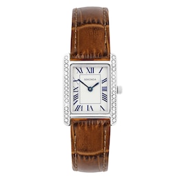 Sekonda Colette Women's Stone Set Silver Tone Dial Brown Leather Strap Watch