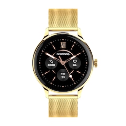 Sekonda Flex Plus Women's Smartwatch Black Dial Gold Tone Stainless Steel Bracelet Watch