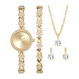 Sekonda Women's Stone Set Champagne Dial Gold Tone Alloy Bracelet Watch