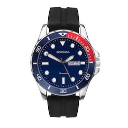 Sekonda Balearic Men's Dive Style Blue Dial Black Rubber Strap Watch