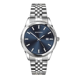 Sekonda King Men's Blue Dial Silver Tone Stainless Steel Bracelet Watch