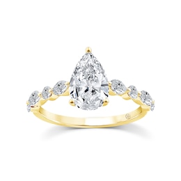 Harriet 14ct Yellow Gold Pear Solitaire Stone Set Shoulders 2ct Lab Grown Diamond Ring