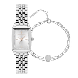 Olivia Burton 21mm Townhouse White Dial Bracelet Watch & Stainless Steel Bracelet Gift Set