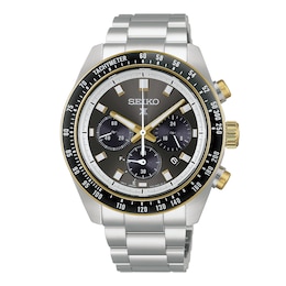 Seiko Prospex Speedtimer Circuit Race Solar Chronograph Black Dial & Silver-Tone Stainless Steel Bracelet Watch