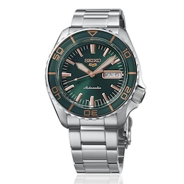 Seiko 5 Sports SKX ‘Tweed Green’ Men's Automatic Green Dial Silver Tone Stainless Steel Bracelet Watch