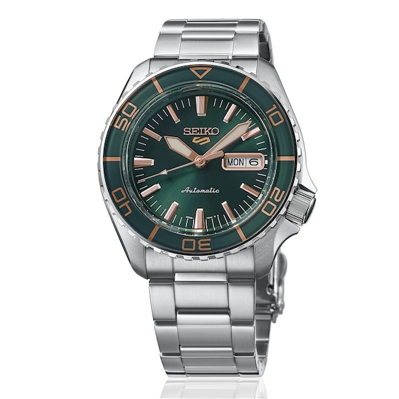 Seiko 5 Sports SKX ‘Tweed Green’ Men's Automatic Green Dial Silver Tone Stainless Steel Bracelet Watch