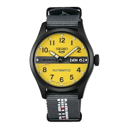 Seiko 5 Sports Motocompo Limited Edition Yellow Dial & Grey Nylon Strap Watch