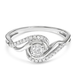 9ct White Gold Twist Solitaire 0.20ct Diamond Ring