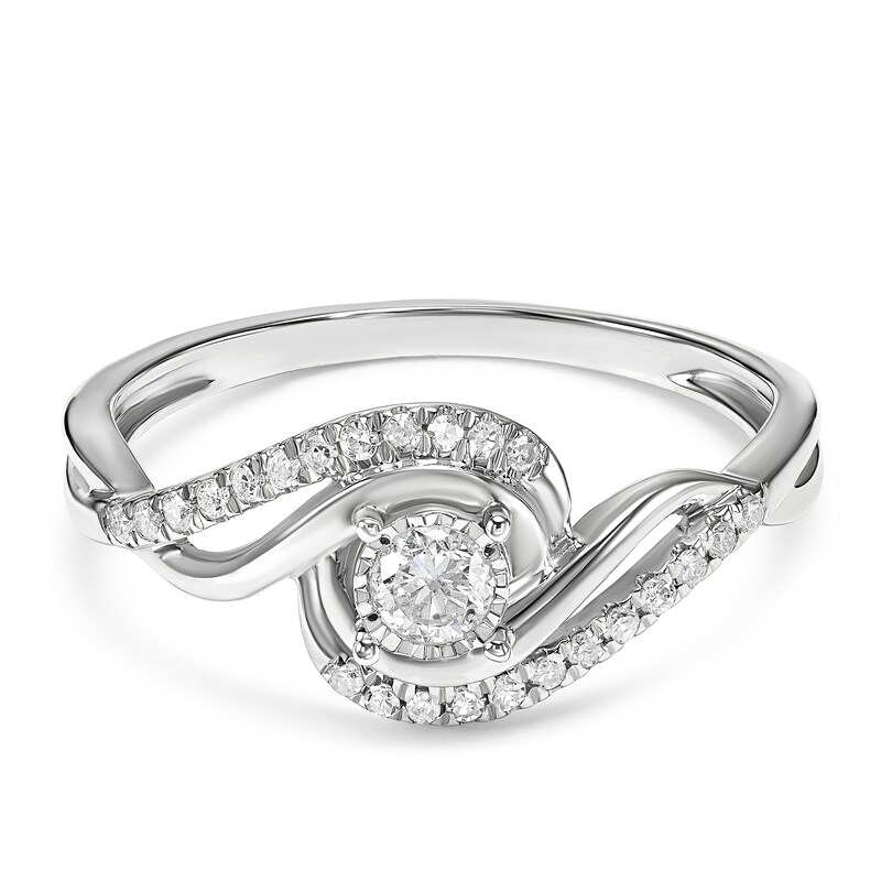 Main Image 1 of 9ct White Gold Twist Solitaire 0.20ct Diamond Ring