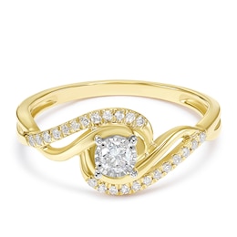 9ct Yellow Gold Twist Solitaire 0.20ct Diamond Ring