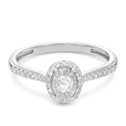 9ct White Gold Oval Illusion Halo 0.25ct Diamond Ring