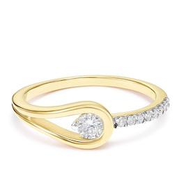 9ct Yellow Gold Solitaire Band 0.20ct Diamond Ring