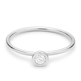 9ct White Gold Tubing Solitaire 0.10ct Diamond Ring