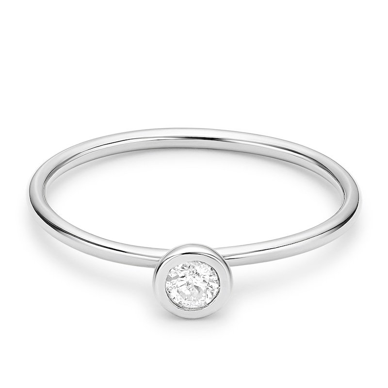 Main Image 1 of 9ct White Gold Tubing Solitaire 0.10ct Diamond Ring