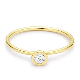 9ct Yellow Gold Tubing Solitaire 0.10ct Diamond Ring
