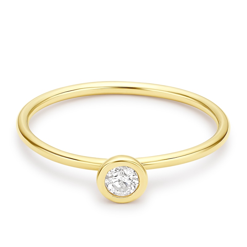 Main Image 1 of 9ct Yellow Gold Tubing Solitaire 0.10ct Diamond Ring