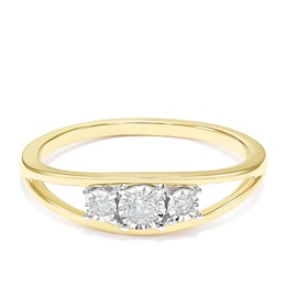 9ct Yellow Gold Three Stone Diamond Ring