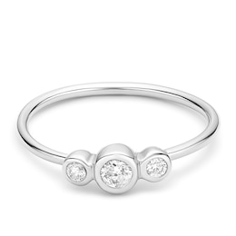 9ct White Gold Trilogy Tubing 0.15ct Diamond Ring