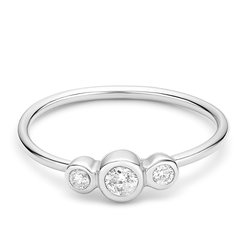Main Image 1 of 9ct White Gold Trilogy Tubing 0.15ct Diamond Ring