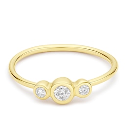 9ct Yellow Gold Trilogy Tubing 0.15ct Diamond Ring