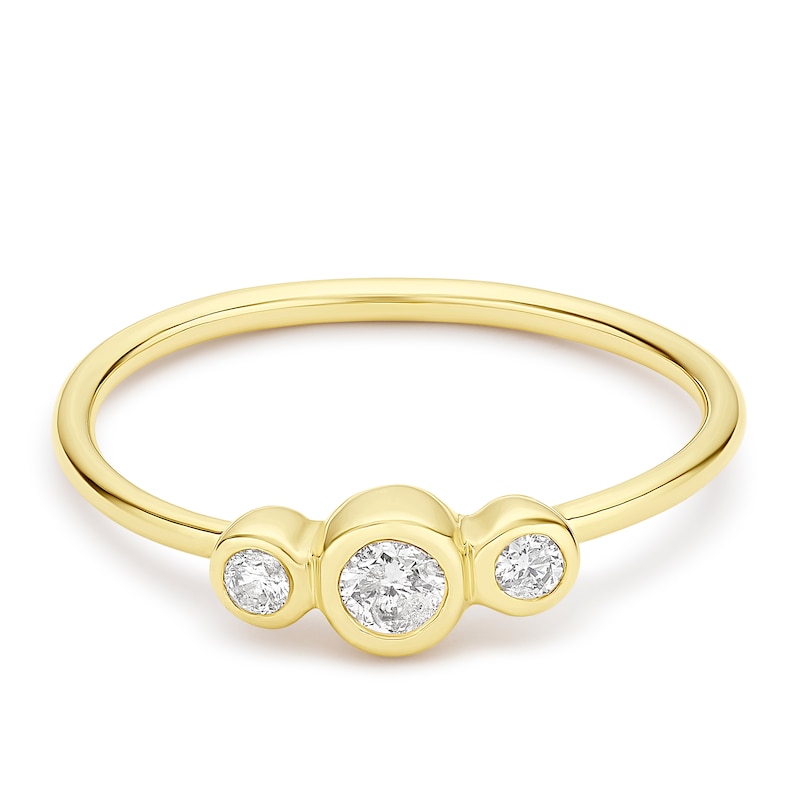 Main Image 1 of 9ct Yellow Gold Trilogy Tubing 0.15ct Diamond Ring