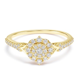 9ct Yellow Gold Round Cluster 0.30ct Diamond Ring