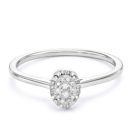 9ct White Gold Oval Cluster Diamond Ring