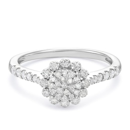 9ct White Gold Flower Cluster 0.25ct Diamond Ring