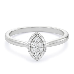 Sterling Silver Marquise Cluster 0.15ct Diamond Ring