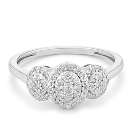 9ct White Gold Oval Cluster 0.30ct Diamond Ring