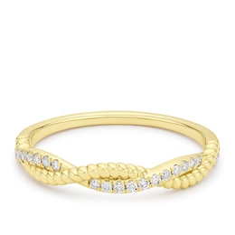 9ct Yellow Gold Twist Textured Eternity 0.10ct Diamond Ring