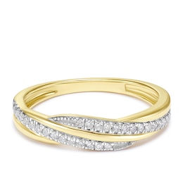9ct Yellow Gold Twist Eternity 0.17ct Diamond Ring