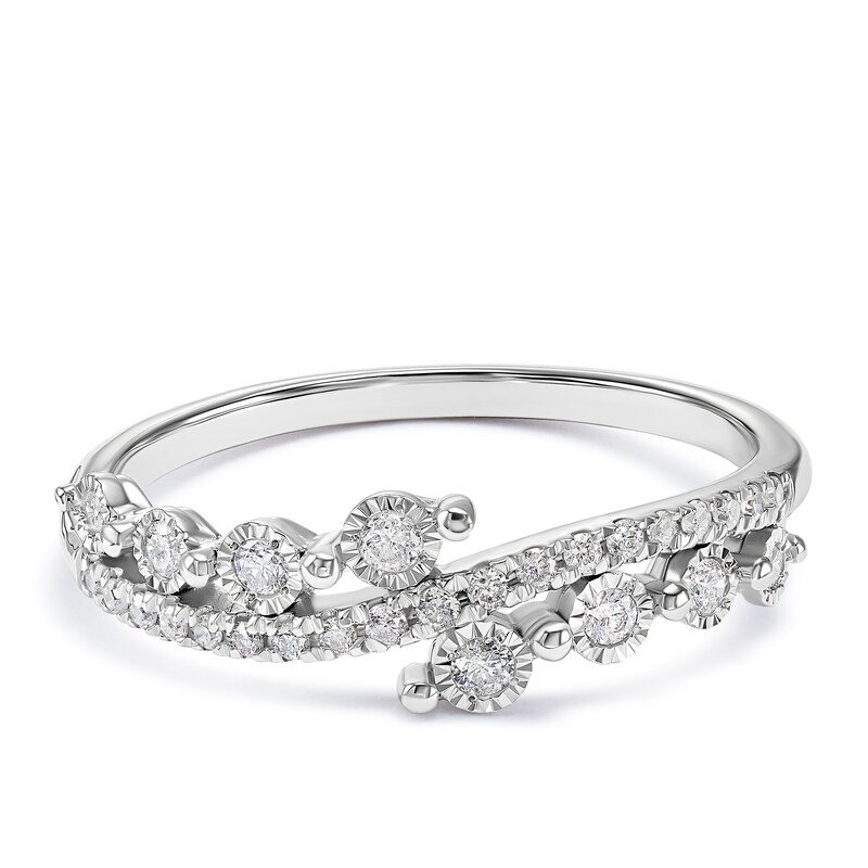 Main Image 1 of 9ct White Gold Wave Eternity 0.15ct Diamond Ring