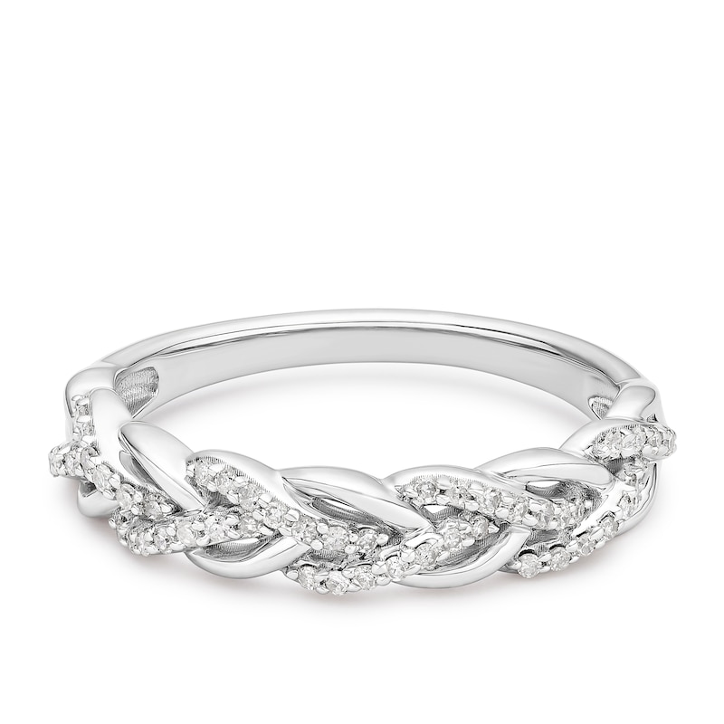 Main Image 1 of Sterling Silver Weave Eternity 0.15ct Diamond Ring