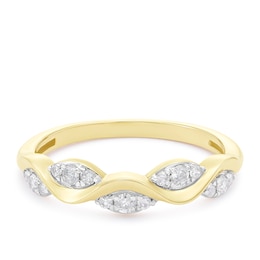 9ct Yellow Gold Waved Eternity 0.20ct Diamond Ring