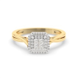 Princessa 9ct Yellow Gold Square Cluster 0.25ct Diamond Ring