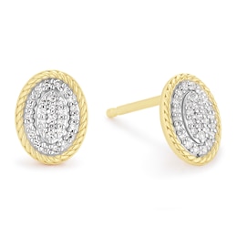 18ct Gold Vermeil Oval Ropetwist 0.10ct Diamond Stud Earrings