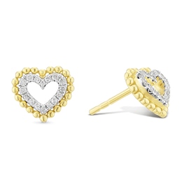 18ct Gold Vermeil Beaded 0.12ct Diamond Stud Earrings