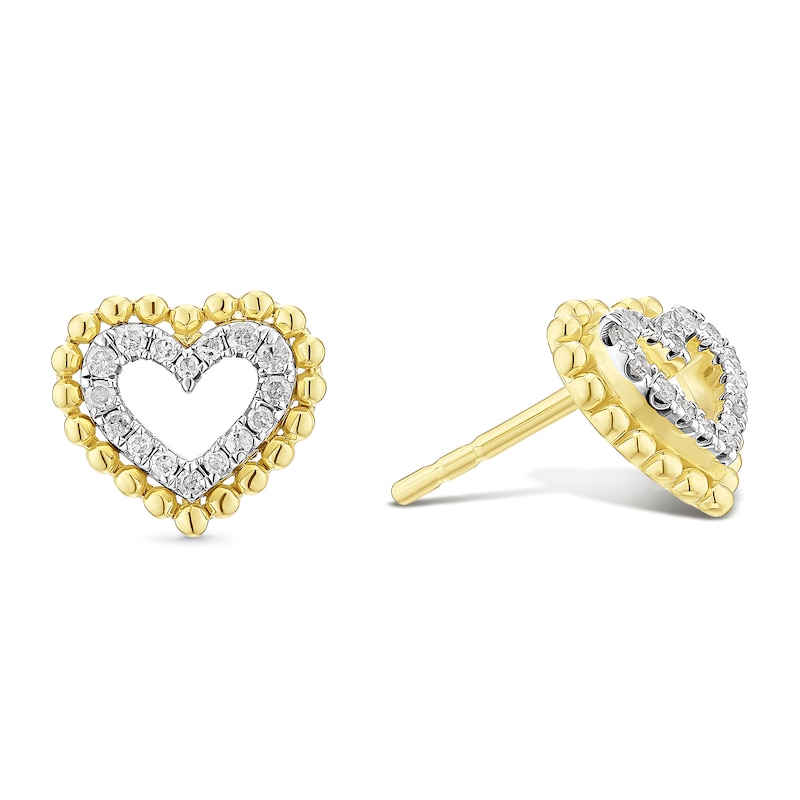 Main Image 1 of 18ct Gold Vermeil Beaded 0.12ct Diamond Stud Earrings