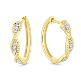 18ct Gold Vermeil Twist 0.15ct Diamond Hoop Earrings