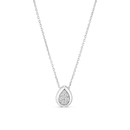 Sterling Silver Pear Cluster 0.10ct Diamond Pendant Necklace