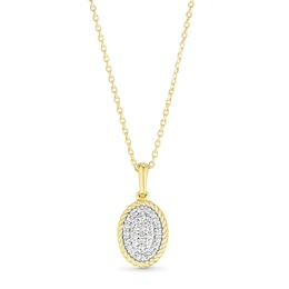 18ct Gold Vermeil Oval Ropetwist 0.10ct Diamond Pendant Necklace