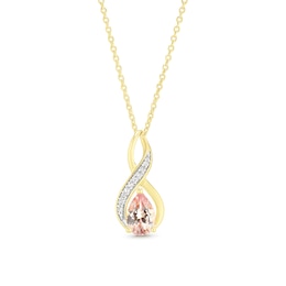 18ct Gold Vermeil Pear Cut Champagne Garnet and Diamond Pendant Necklace