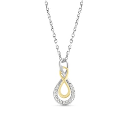 Sterling Silver and 9ct Yellow Gold Infinity Diamond Pendant Necklace