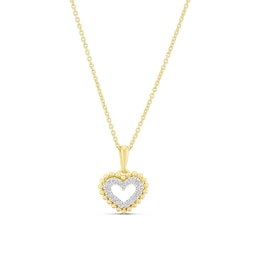 18ct Gold Vermeil Beaded Diamond Heart Necklace