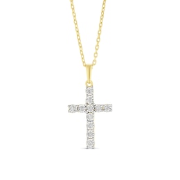 18ct Gold Vermeil Diamond Set Diamond Cross Necklace