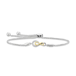 Sterling Silver and 9ct Yellow Gold Two Colour Diamond Bolo Bracelet