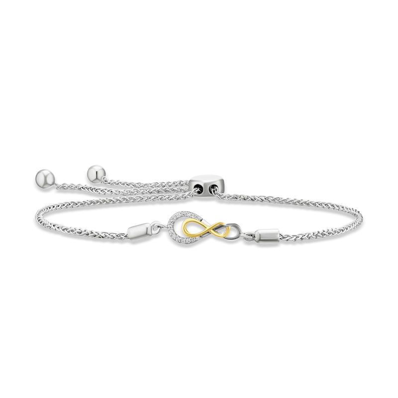 Main Image 1 of Sterling Silver and 9ct Yellow Gold Two Colour Diamond Bolo Bracelet